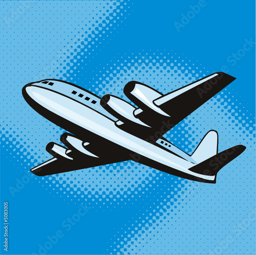 Propeller airplane flying up