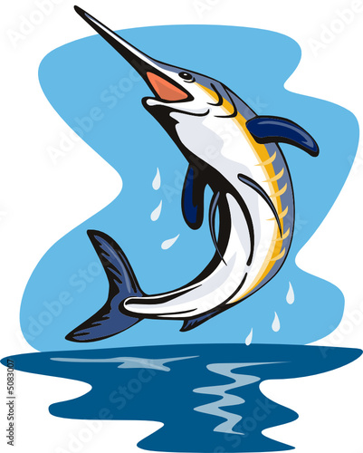 Blue marlin jumping