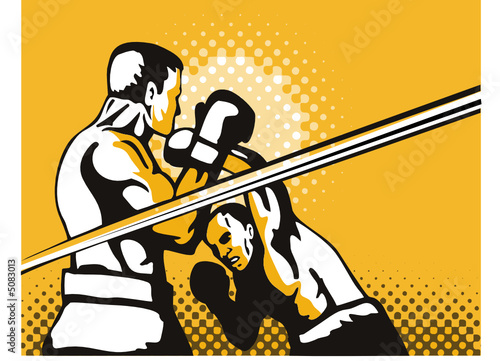 Boxer delivering a booming overhead punch