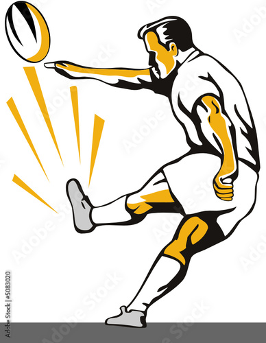 Rugby player kicking the ball