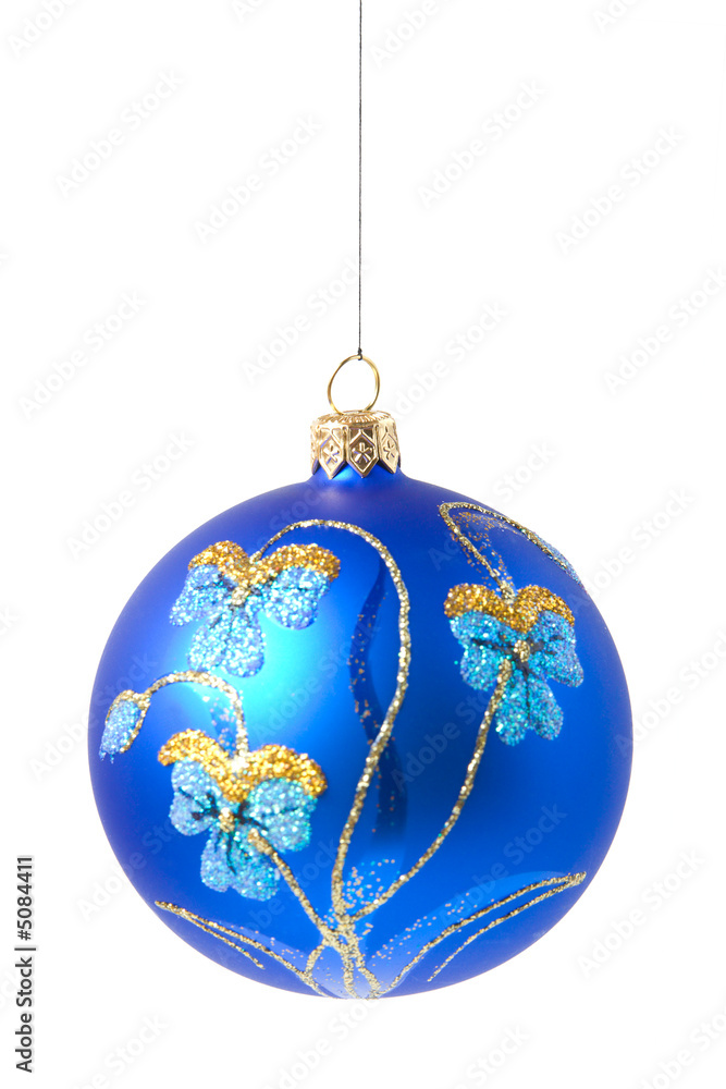 Blue christmas ball with ornament