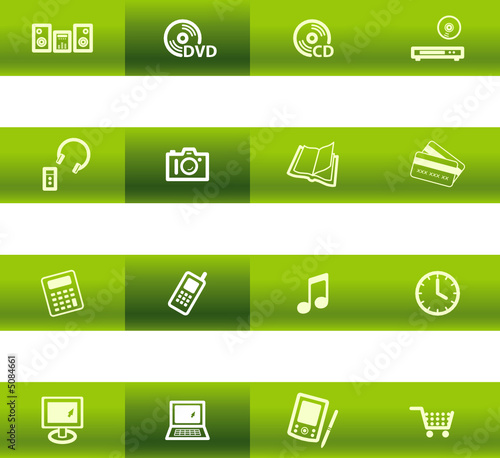 Green bar home electronics icons