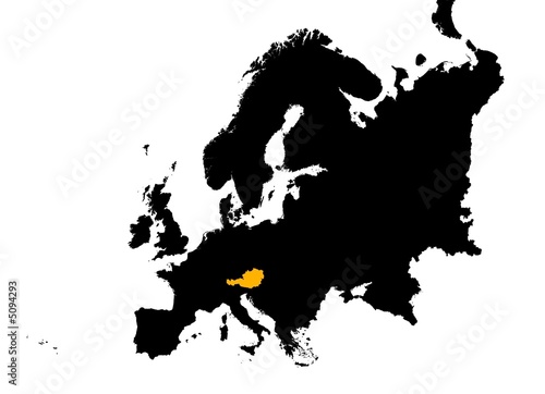 Europe with highlighted Austria map
