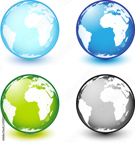 Icones de planète terre vectorielle, facilement modifiable.