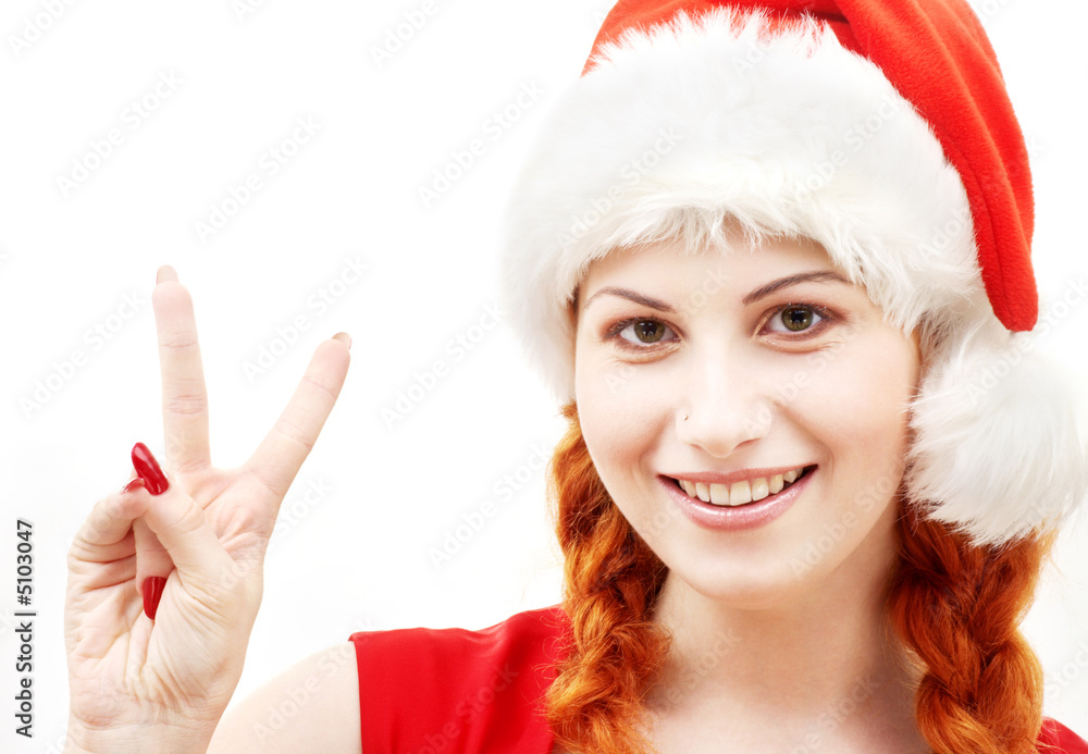 happy santa helper showing victory sign happy santa helper showing victory sign