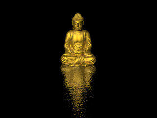 Rollo Buddha Goldene Buddha Statue in Andacht  © artSILENSE