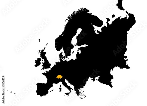 Europe with highlighted Switzerland map