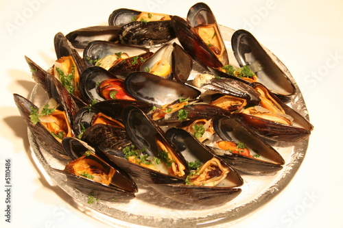 Moules à la Marinière - mussels boiled with white wine and onion