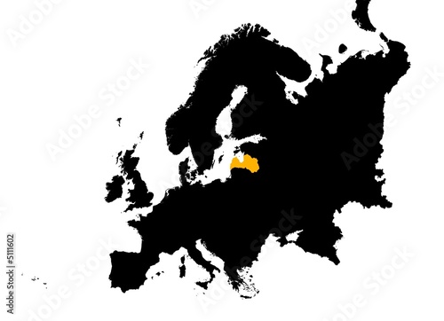 Europe with Latvia map