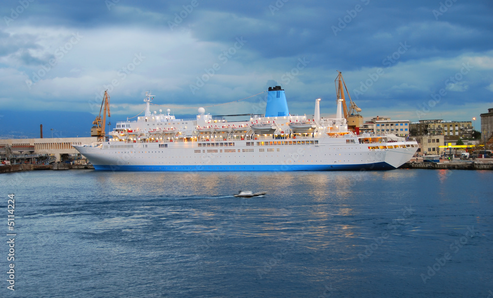Cruise ship in the port of Messina Sicily