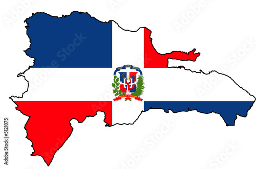 Flagge und Karte von Dominikanische Republik