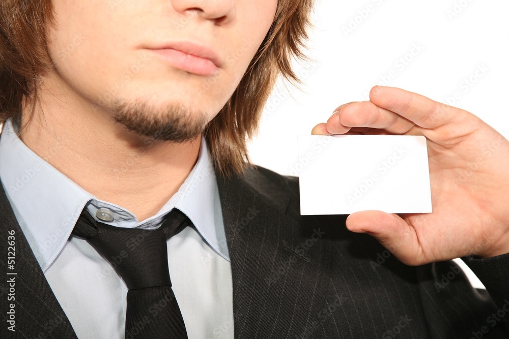 The young man with a blank The young man with a blank