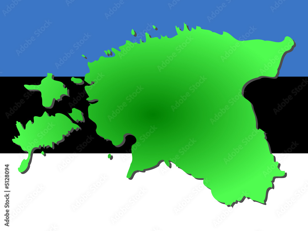 map of Estonia with flag