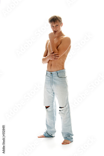 sexual man in jeans
