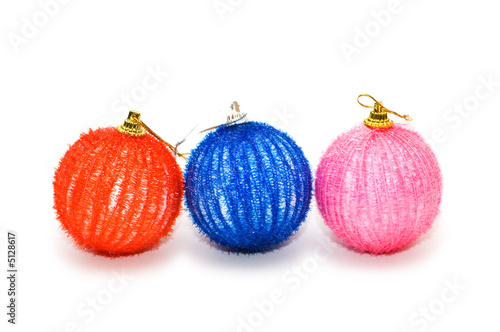 Three christmas balls isolated on the white