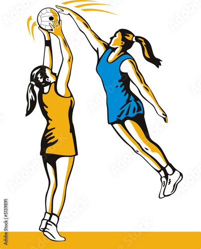 Netball player blocking the shot