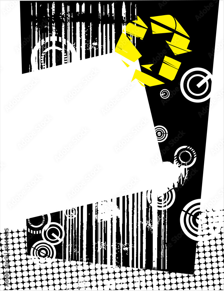Obraz premium abstract composition-black , white, yellow