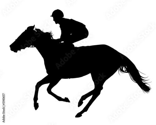 Tablou canvas Very detailed vector of a jockey and horse