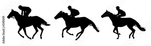 Tablou canvas Very detailed vector of  jockeys and horses