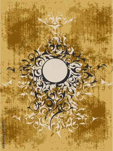 ornamental design medalion- ochre