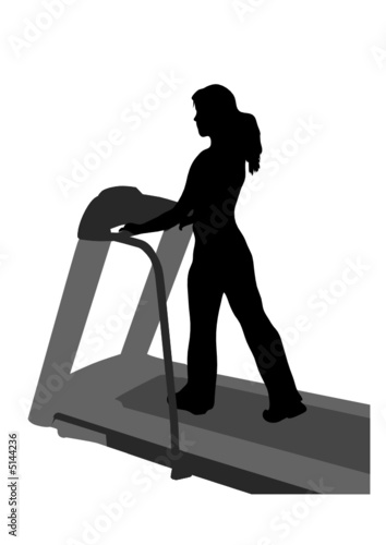 vector girl on step mashine in health club