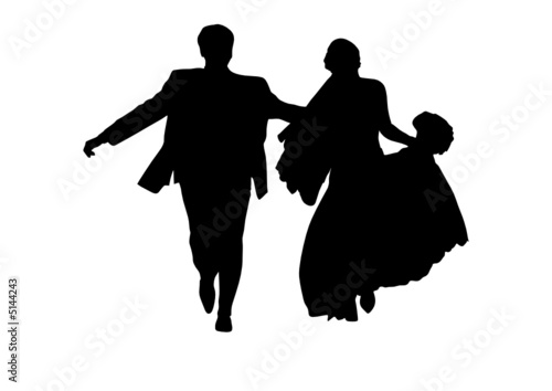 vector bride and groom running