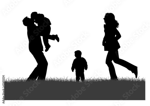 vector silhouette family of four