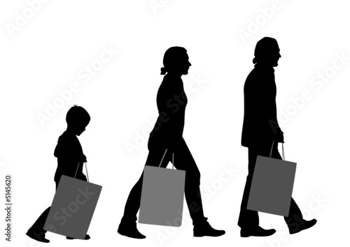 family with big bags vector