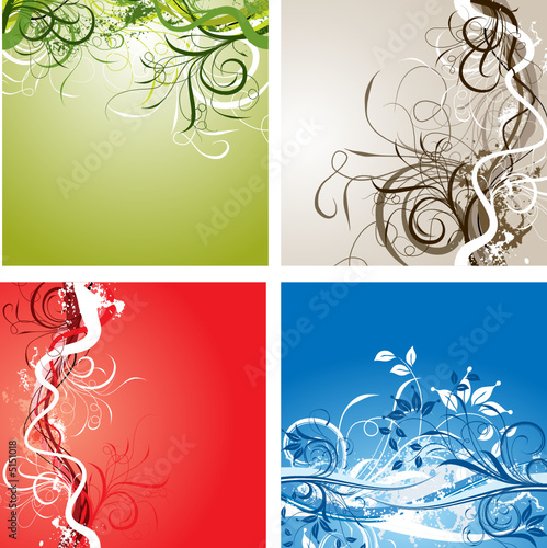 Grunge floral background, vector illustration 