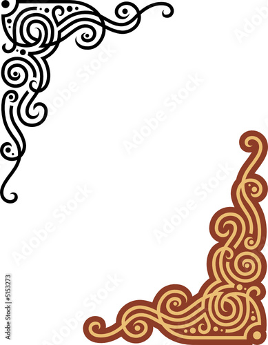 A corner vignette - vine shape floral ornament.