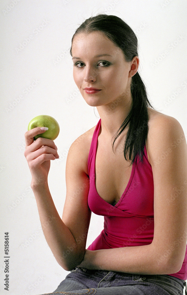 beauty woman with apple beauty woman with apple