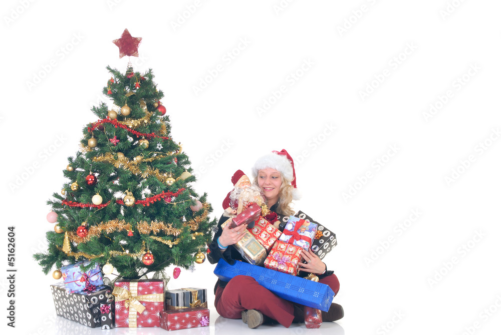 teenager holding xmas gifts teenager holding xmas gifts