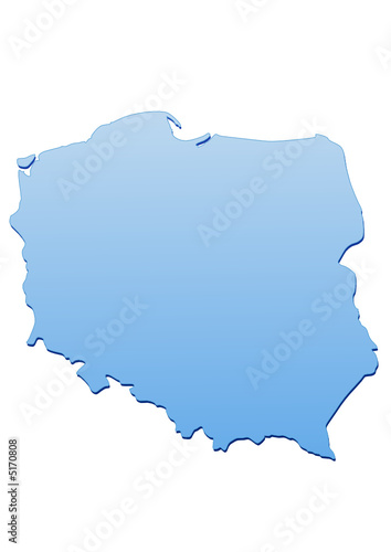 Carte de la Pologne bleu
