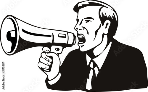Man with megaphone