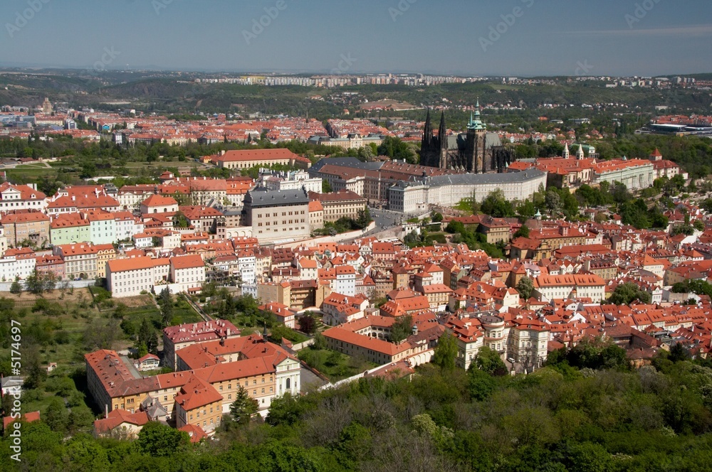 Saint Vitus's Cathedral, Prague Castle and old town view 