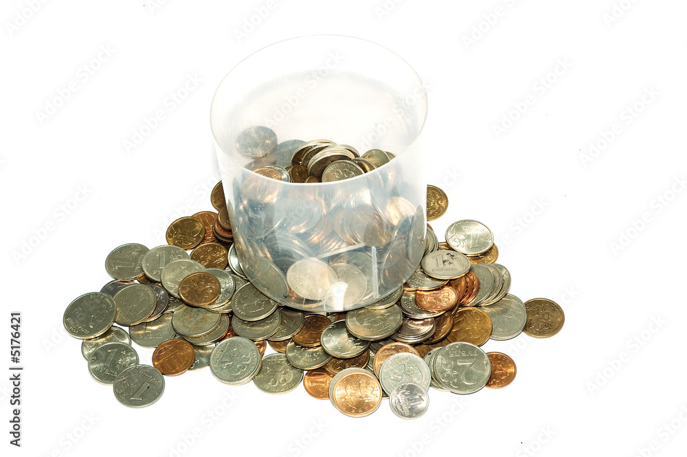 Money, chinks isolated on a white background. Money, chinks isolated on a white background.