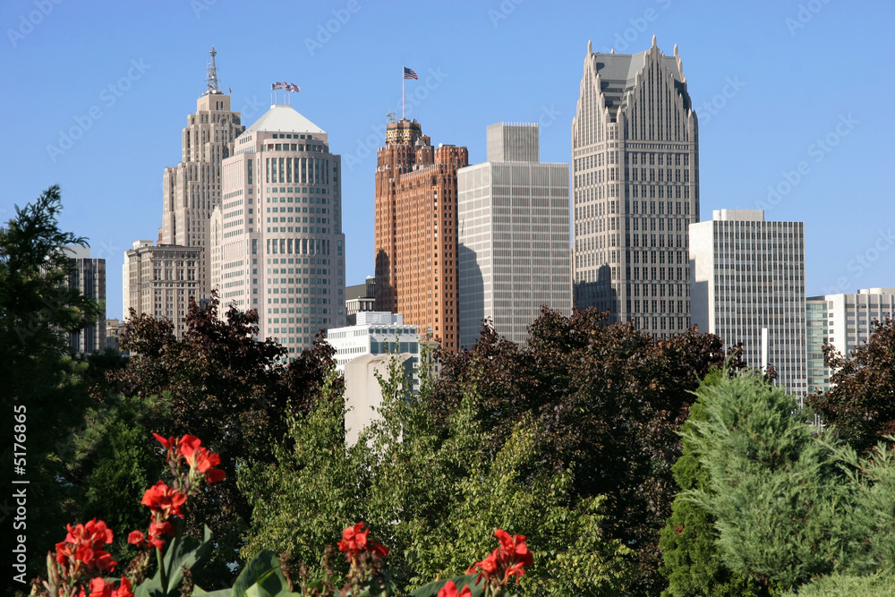 Fototapeta premium view of Detroit skyline from Windsor, Ontario