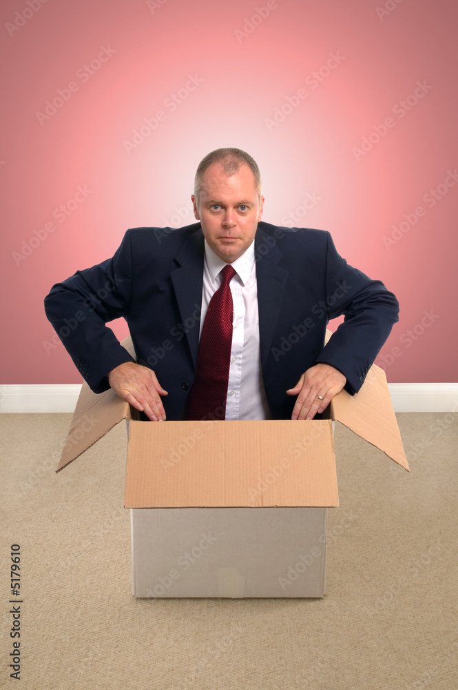 Businessman in a box. Businessman in a box.