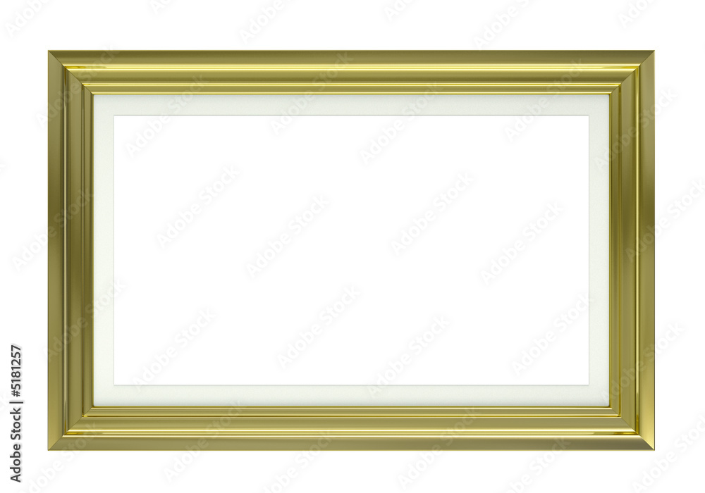 Golden Picture Frame on White Background. 3D illustration Golden Picture Frame on White Background. 3D illustration