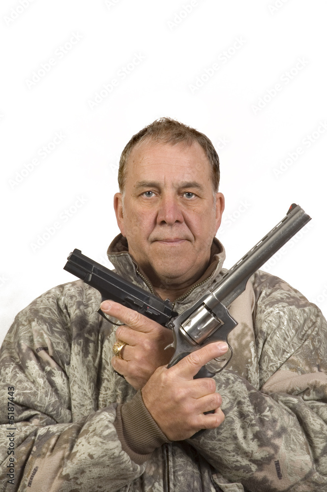 PIstol shooter with two guns PIstol shooter with two guns