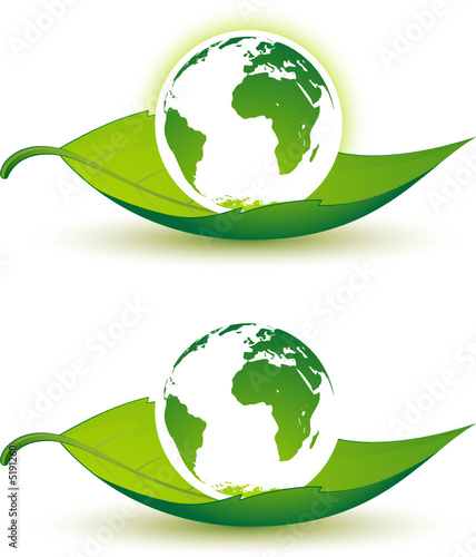 Terre sur feuille, image vectorielle