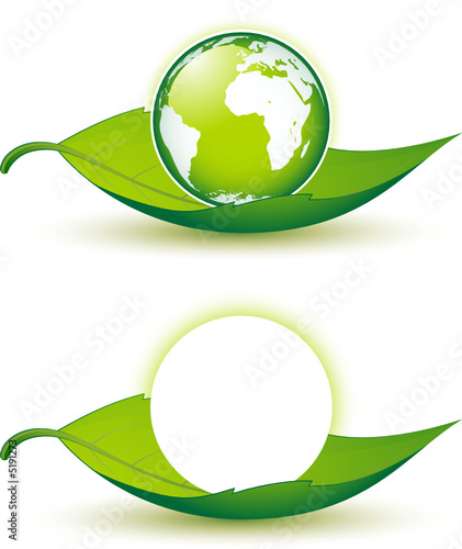 Planète Terre sur feuille, image vectorielle