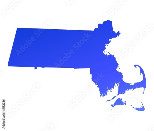 blue gradient map of Massachusetts, USA