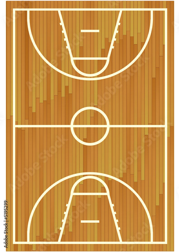 Terrain de basket sur parquet