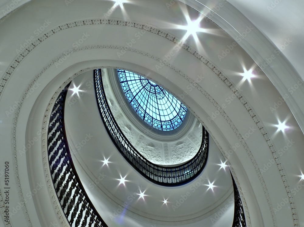 Fototapeta premium Spiral staircase with glass atrium