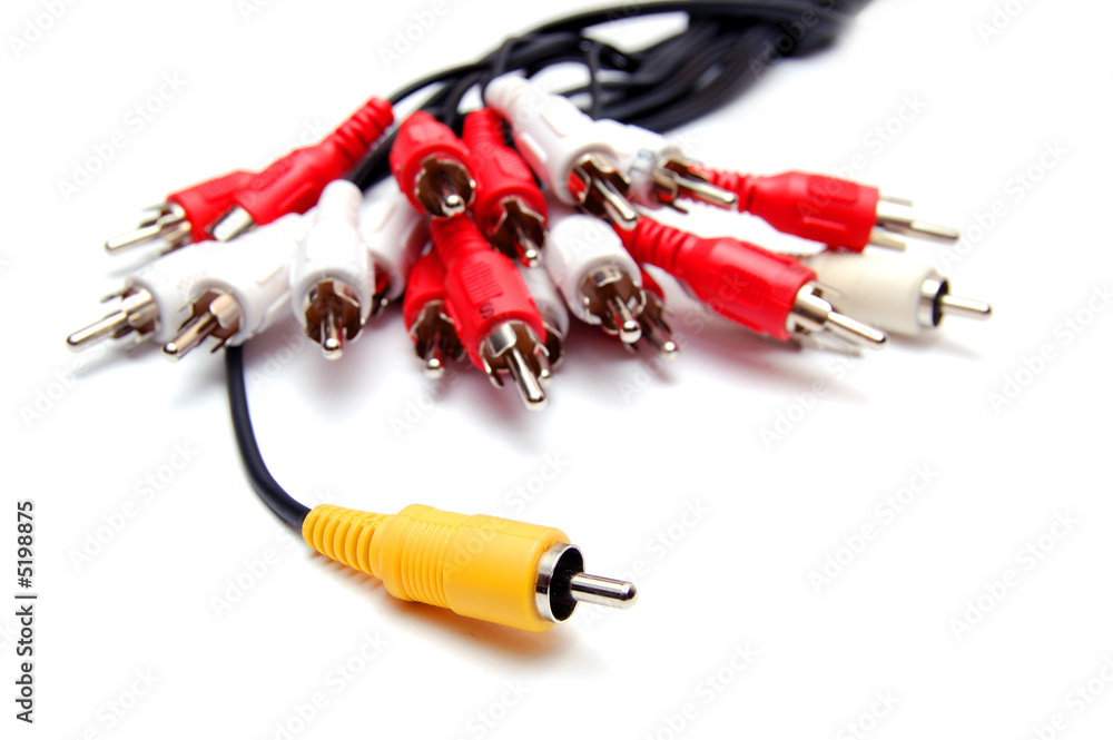 RCA Cables with sockets on white RCA Cables with sockets on white