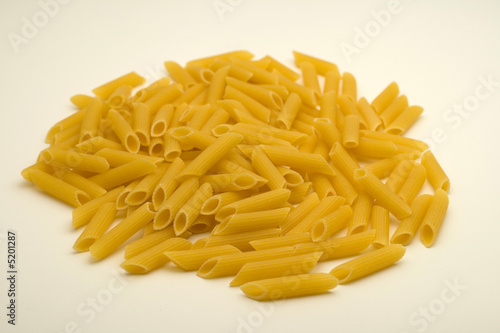  big penne pasta on white background