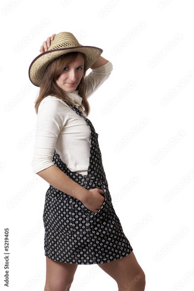 cowgirl in a hat isolated on white cowgirl in a hat isolated on white
