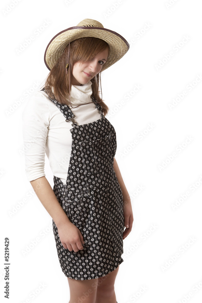 cowgirl in a hat isolated on white cowgirl in a hat isolated on white