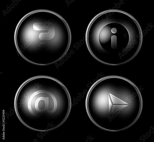 Set of chromed buttons for web usage